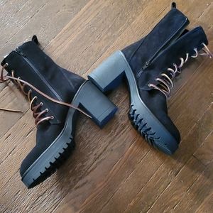 Free People Black Lace Up Boots
